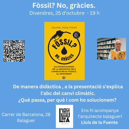 PRESENTACIÓ DEL LLIBRE "FÒSSIL? NO, GRÀCIES." AMB L'AUTOR JAUME JOSA | Llibreria L'Argonauta - Llibreria de Balaguer, Lleida